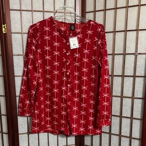 Chic Red Bow Print Pajama Romper